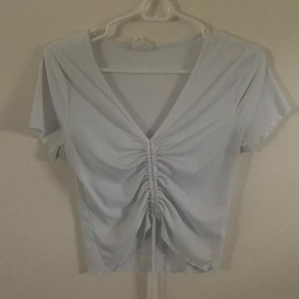 White Drawstring Crop-top